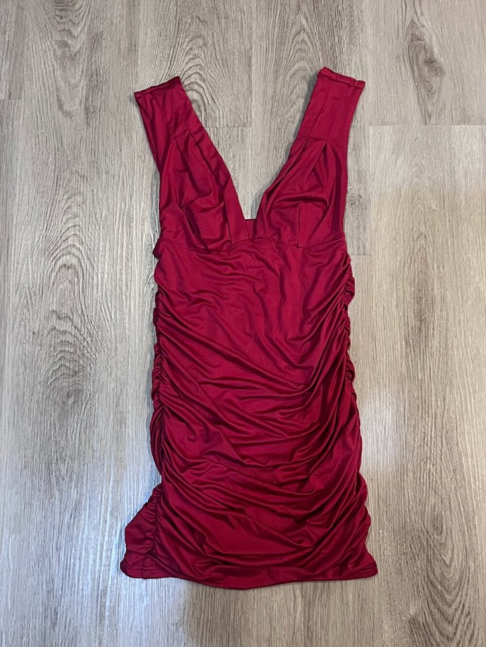 Red Ruched Bodycon Mini Dress Size Small